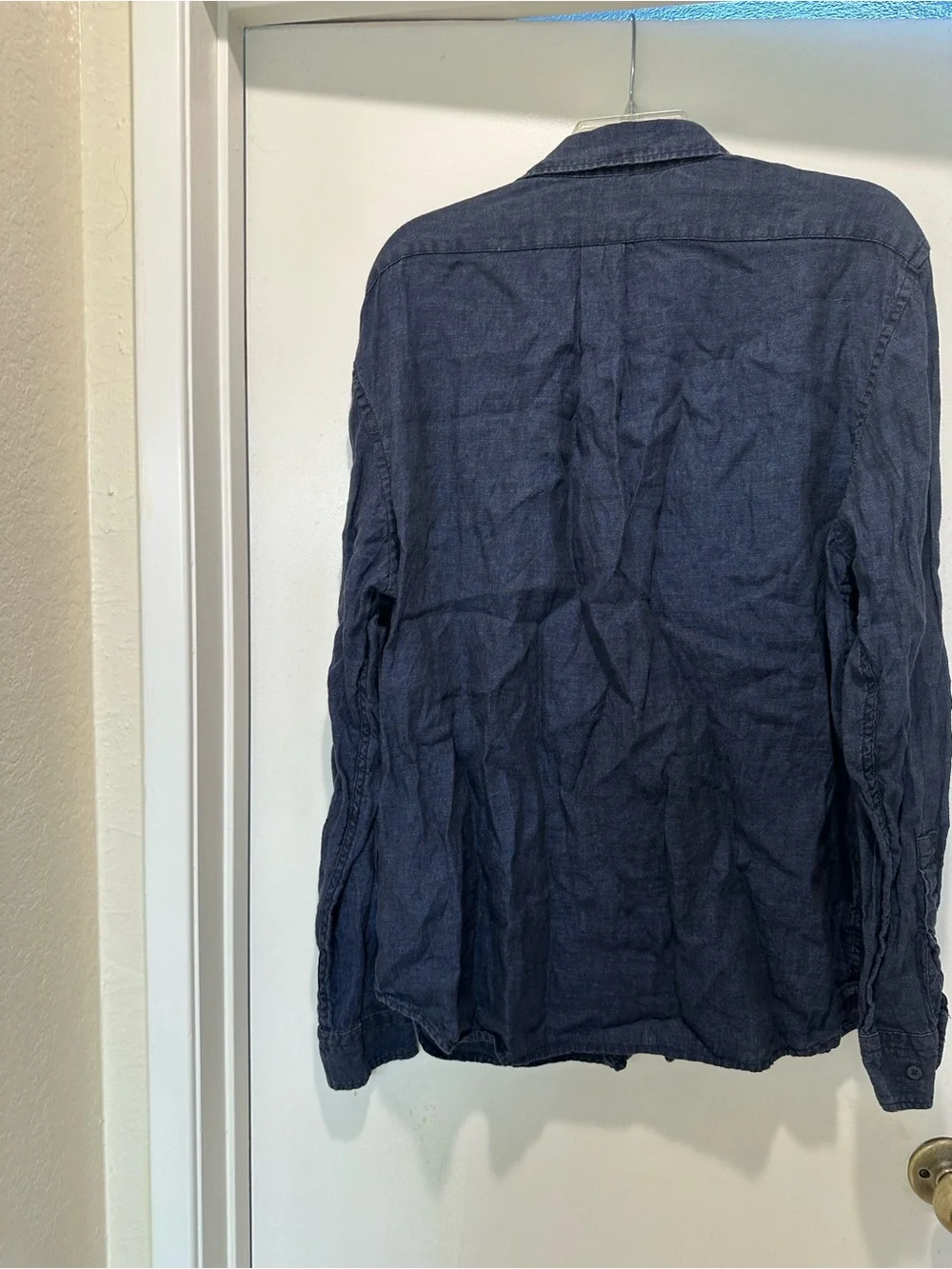 Banana Republic Indigo 100% Linen Button Down Shirt - Dark Blue Size Large